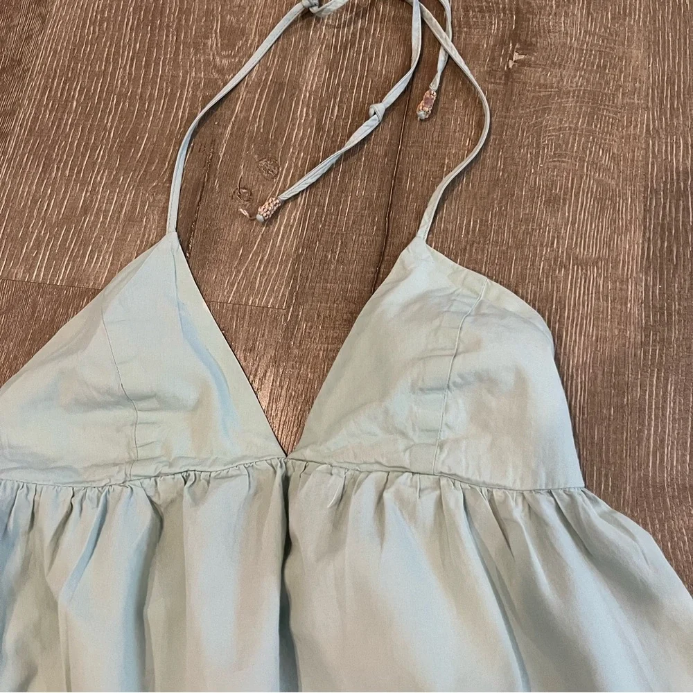 Free People Light Aqua Halter Tank Top